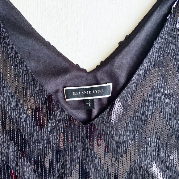 MELANIE LYNE sequins tassel fringe top LARGE - Picture 6 of 6